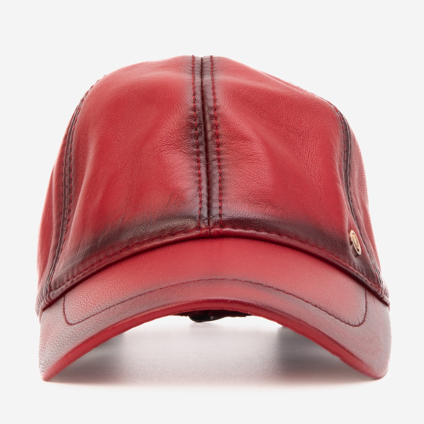 The Vercelli Hand-Painted Burgundy Genuine Lambskin Leather Men Cap