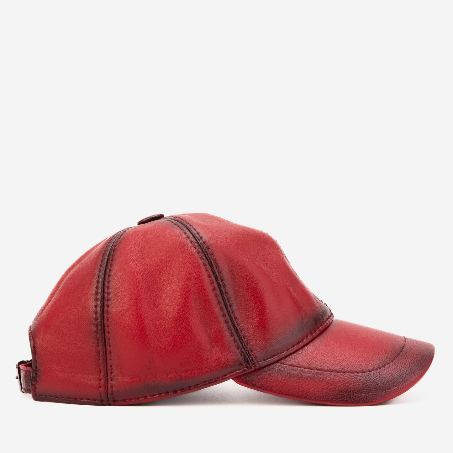The Vercelli Hand-Painted Burgundy Genuine Lambskin Leather Men Cap