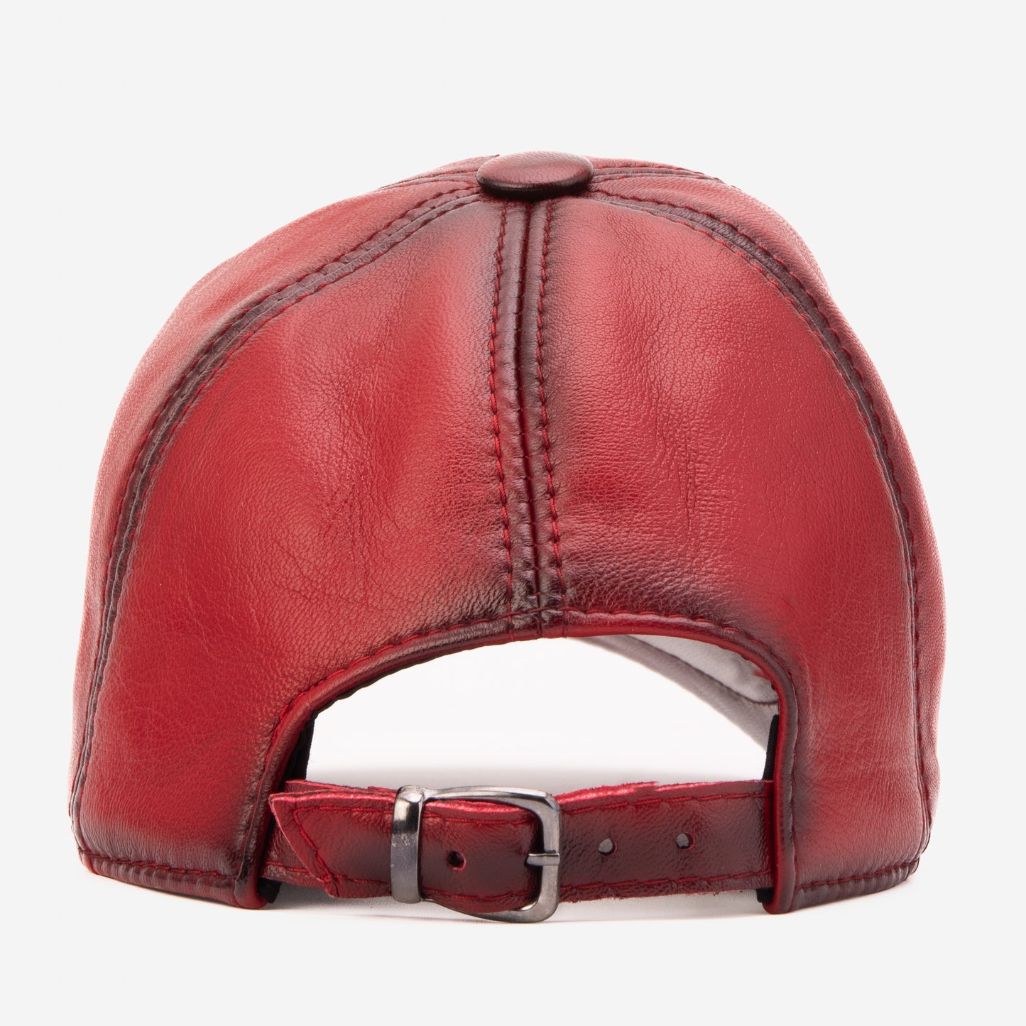 The Vercelli Hand-Painted Burgundy Genuine Lambskin Leather Men Cap