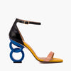 La Sandalia de Mujer Helix Heel de Cuero Rosa Dorado