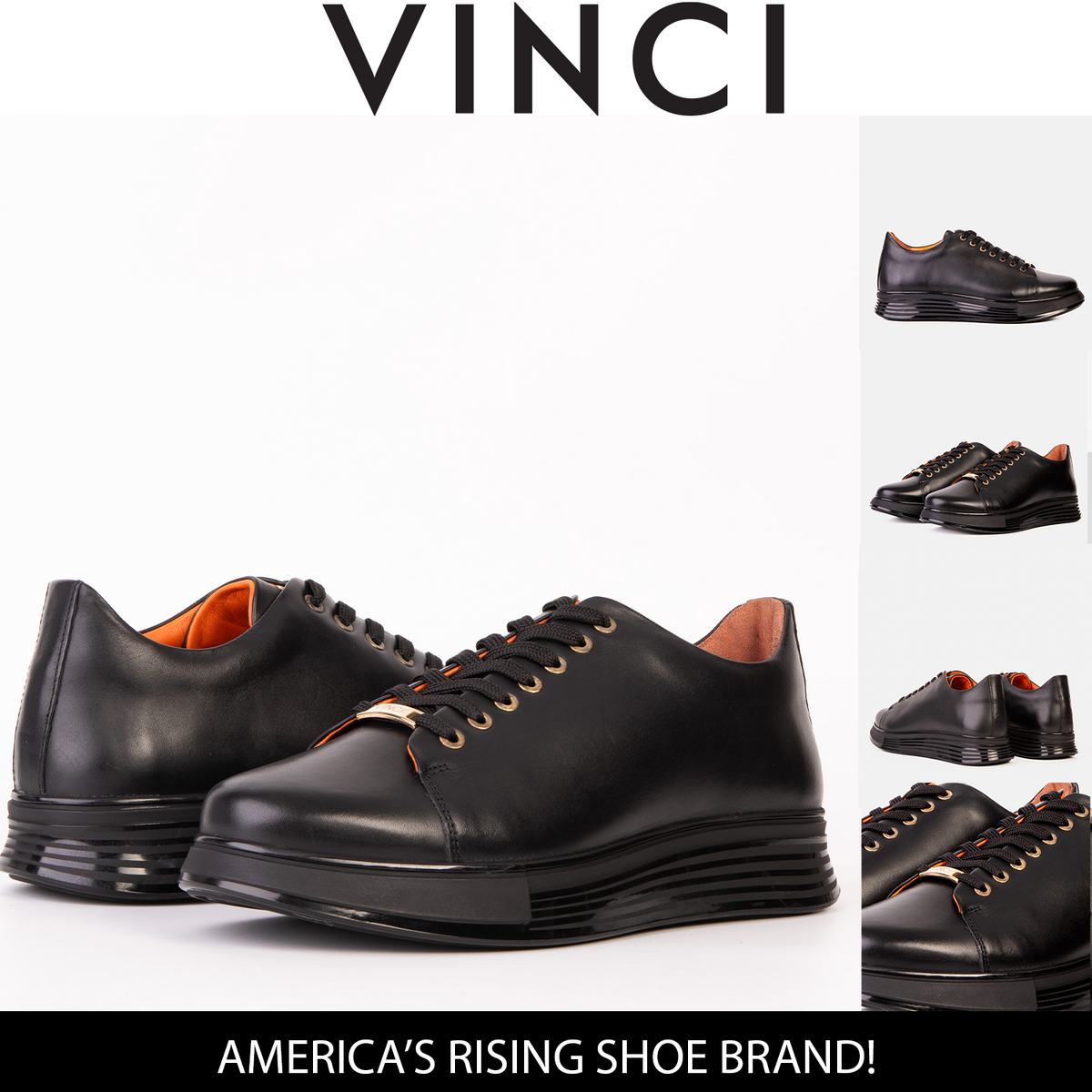 Zapatillas de piel negra para hombre Peklin