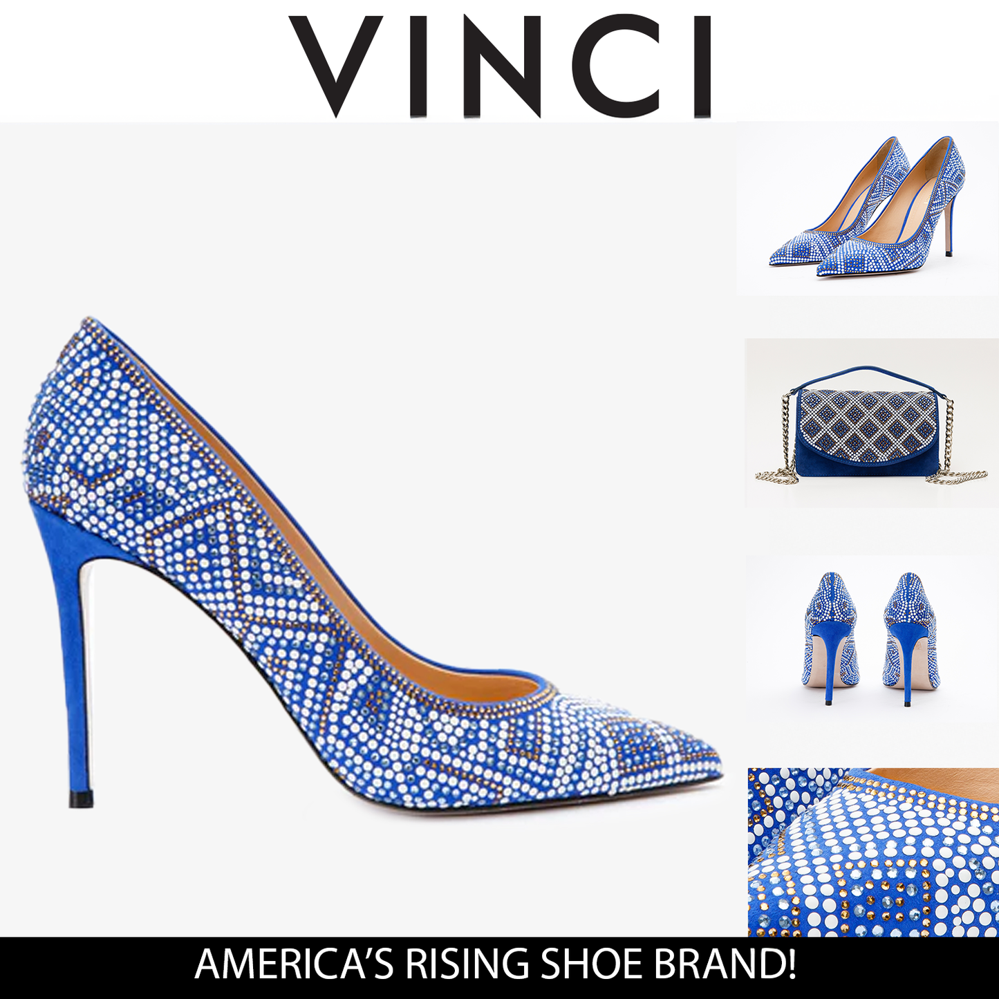 Zapatos de salón Nampula Sax de piel con purpurina azul para mujer 