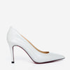 Zapato de salón de piel blanca Ege con suela fucsia para mujer 