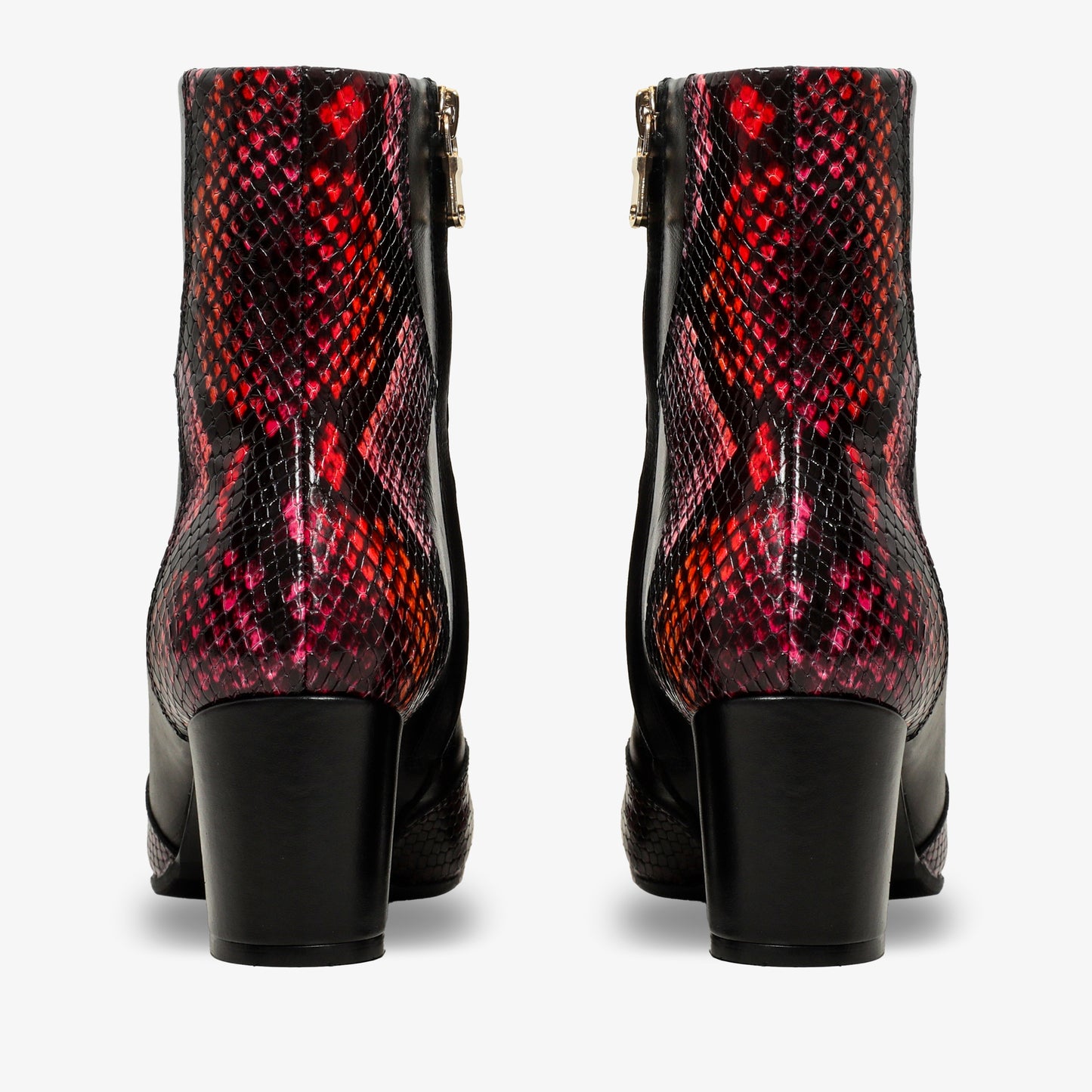 alt
Botín de mujer de cuero gris, negro y fucsia con tacón de bloque - 4