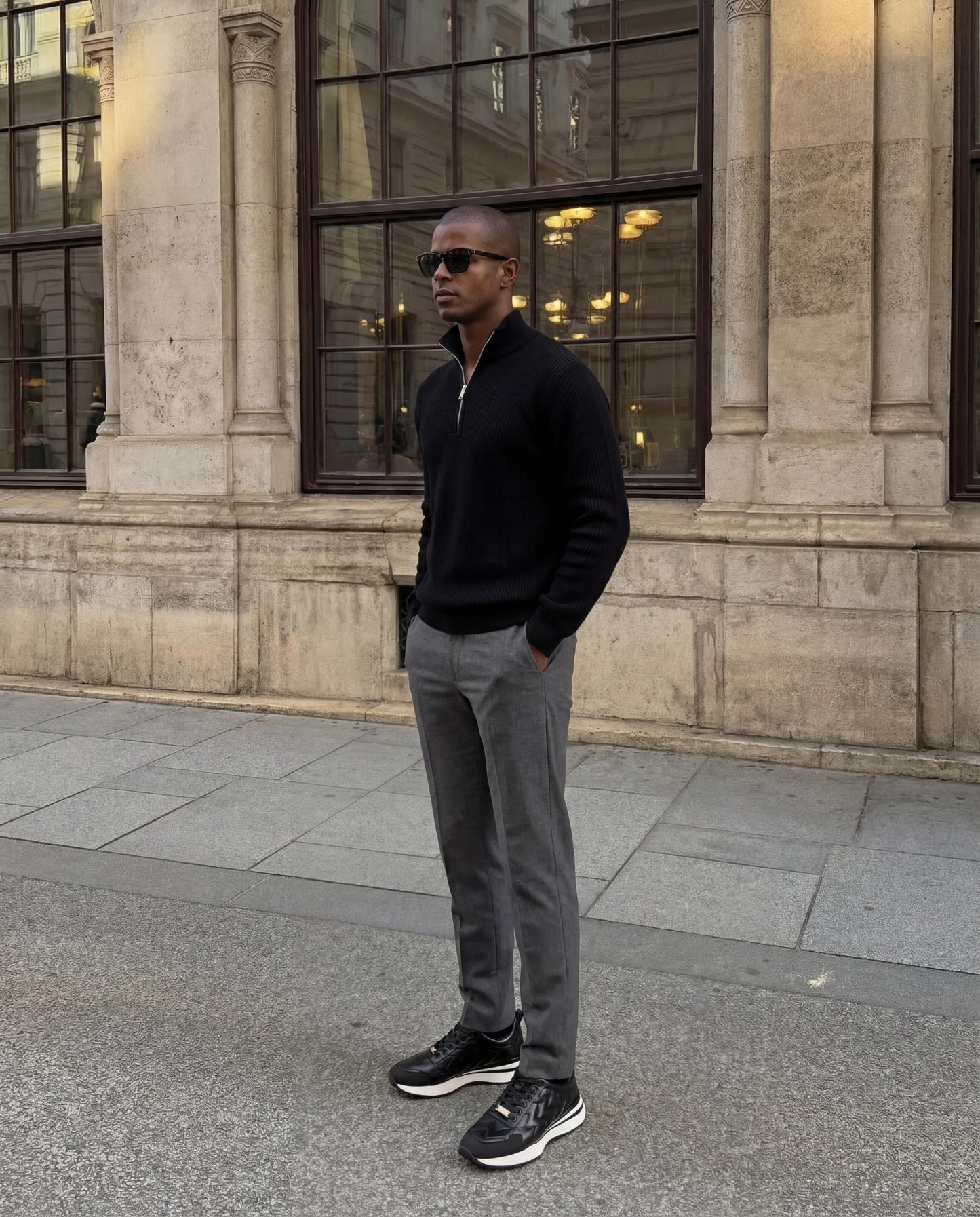 The Veneto Black Leather Men Sneaker