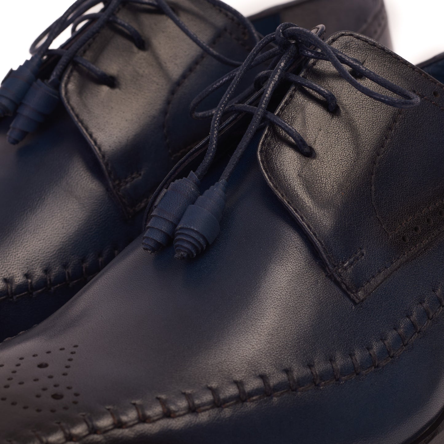 Zapato Derby de piel azul marino para hombre The Moon