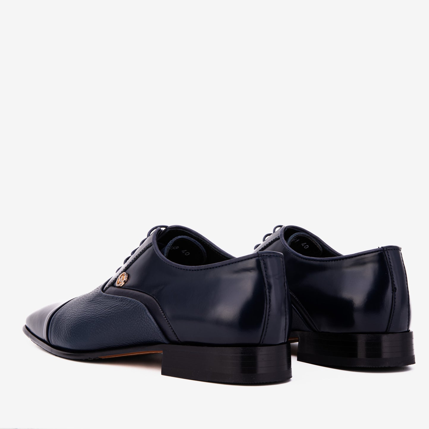 The Rockwell Handmade Navy Blue Leather Cap Toe Men Oxford Shoe