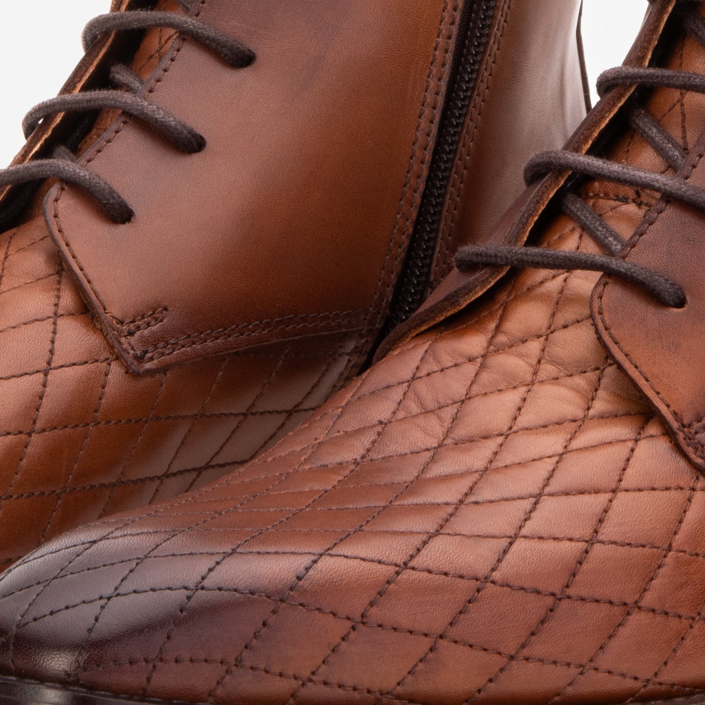 Bota de hombre con cordones y cremallera en piel marrón Zeus