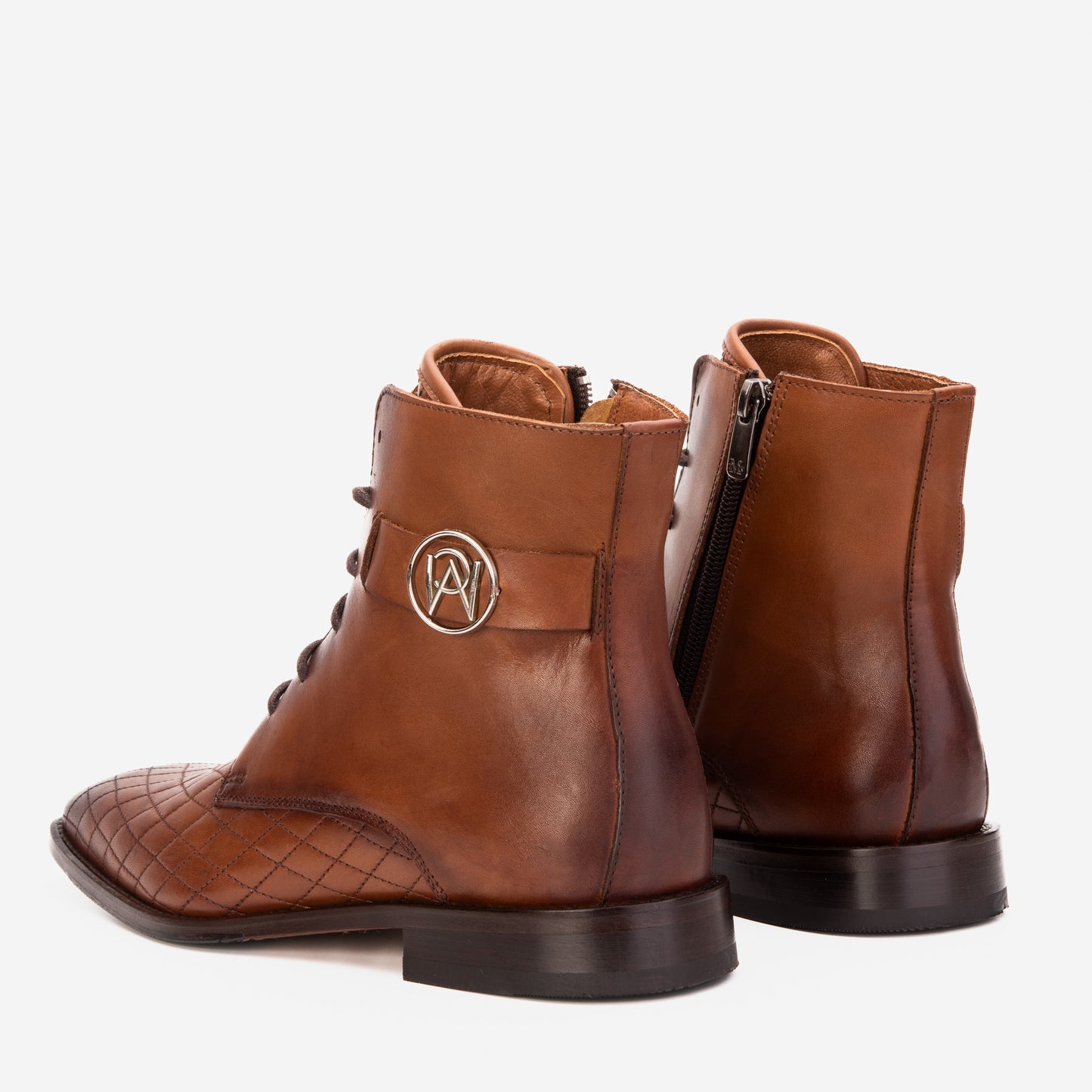 Bota de hombre con cordones y cremallera en piel marrón Zeus