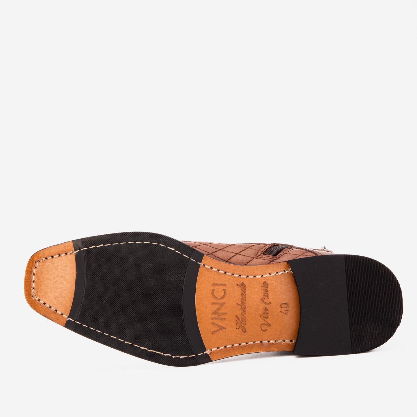 Bota de hombre con cordones y cremallera en piel marrón Zeus