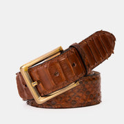 Cinturón de piel de serpiente de color marrón claro Boss Tan 