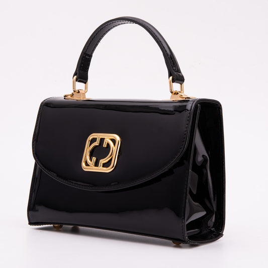 La bolsa de mano de cuero negro Rosalinda
