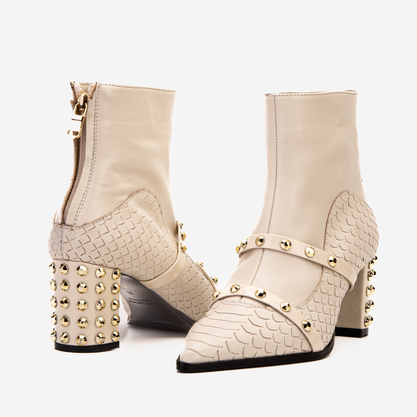 The Valentina Cream Leather Block Heel Women Boot