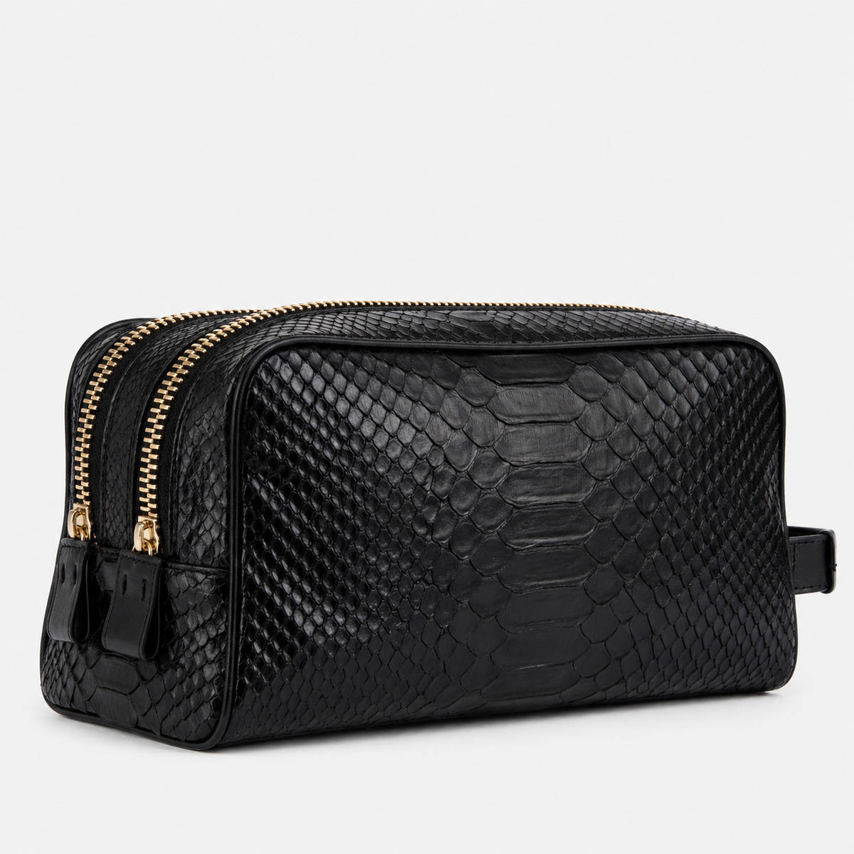 حقيبة Belluno Black Python Leather Essentials للرجال