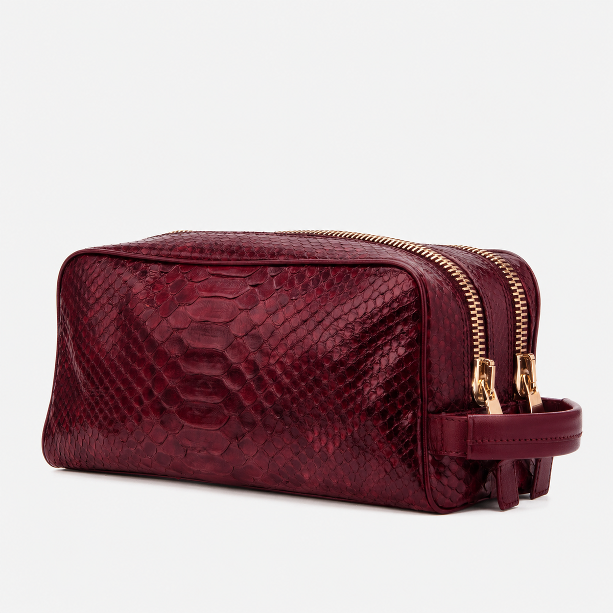 Bolso Essentials para Hombre de Cuero de Pitón Color Burdeos Belluno