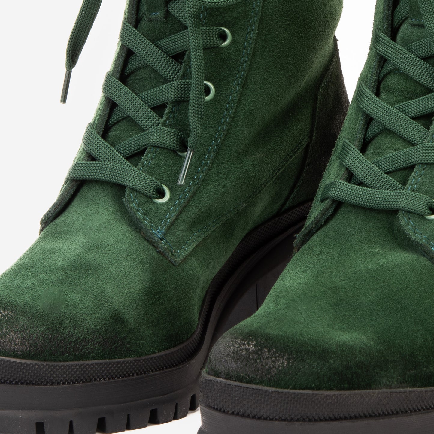 Las botas de mujer Elera de cuero verde con tacón cuadrado