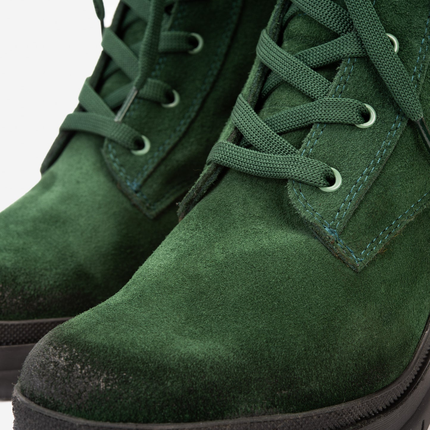 Las botas de mujer Elera de cuero verde con tacón cuadrado