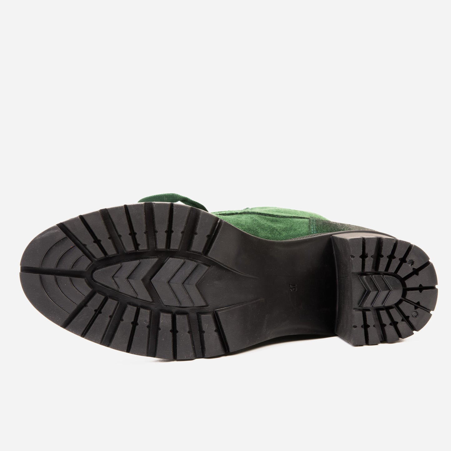 Las botas de mujer Elera de cuero verde con tacón cuadrado