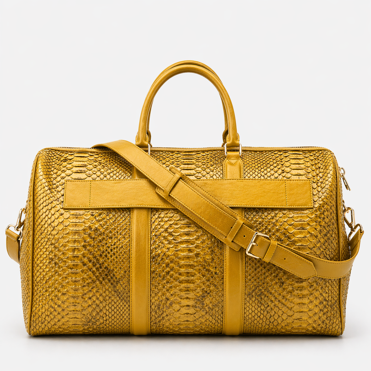 Velar Bolso Weekender de Cuero de Pitón Pintado a Mano Amarillo