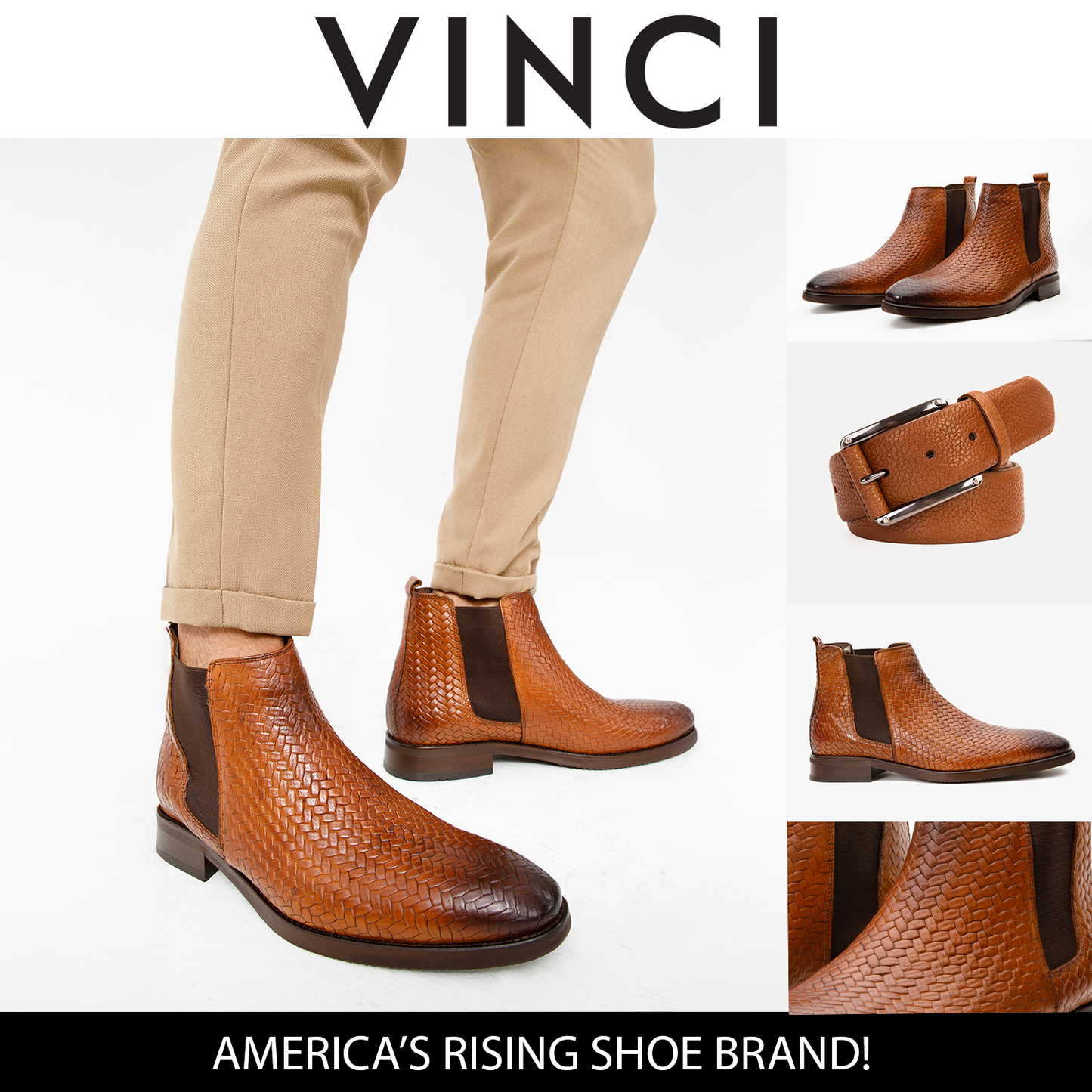 Bota Chelsea de piel color canela Oslo para hombre