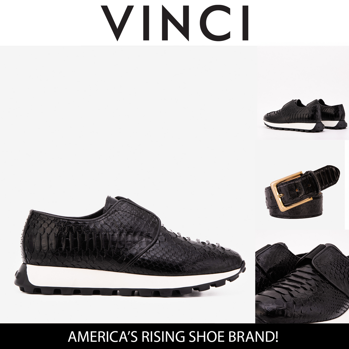 The Obsidian Black Python Leather Men Sneaker