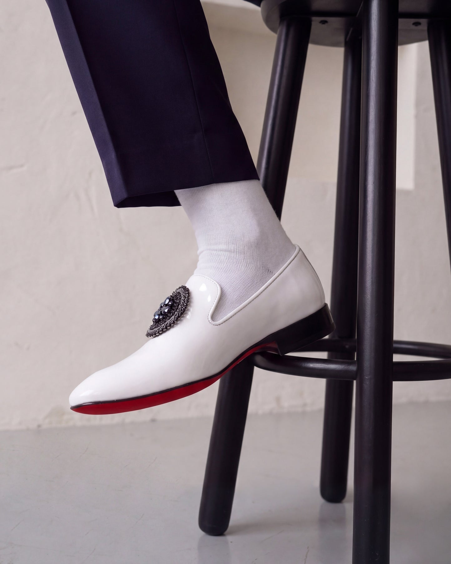 The Pombe White Patent Leather Dress Slip-on Loafer Men Shoe