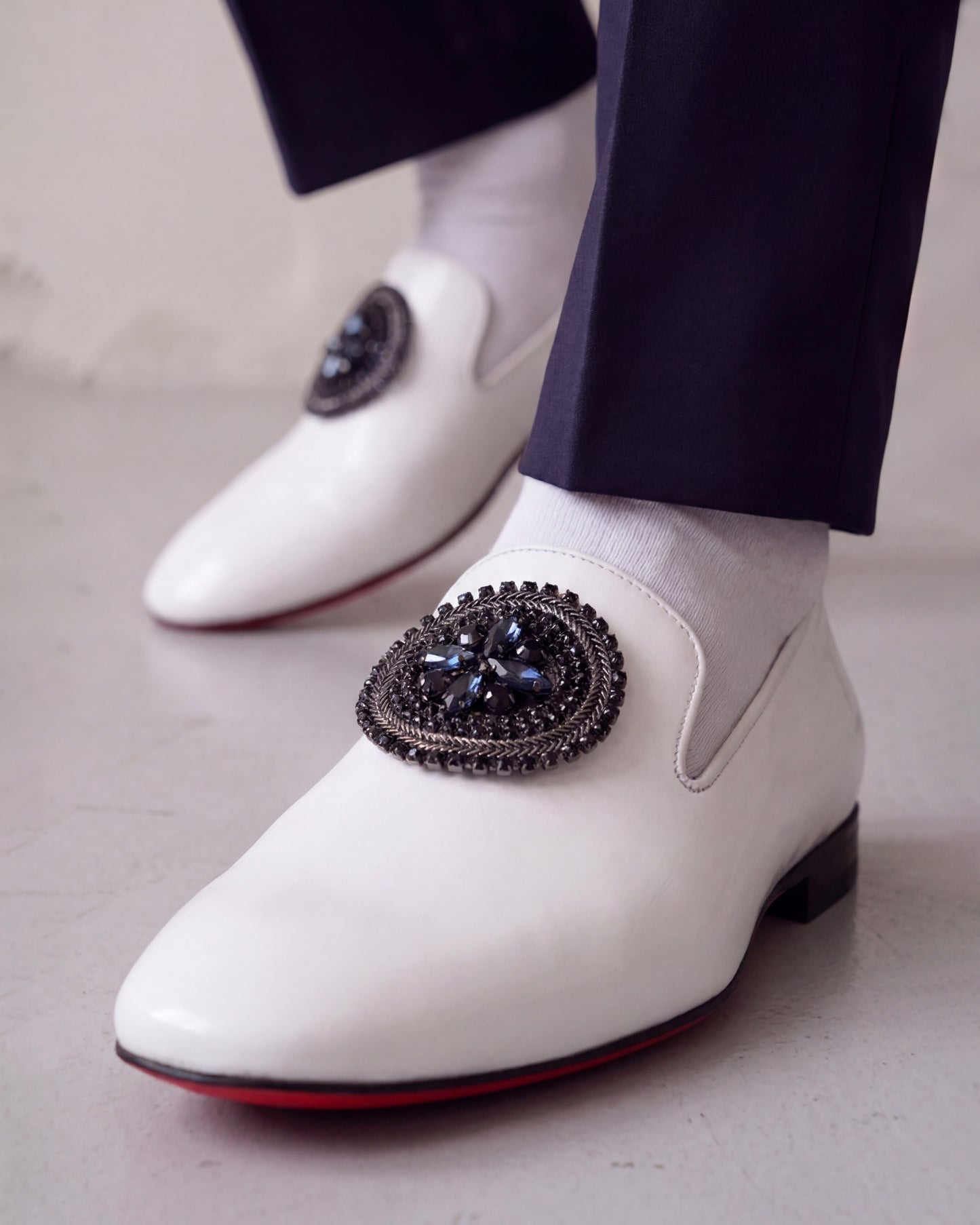 The Pombe White Patent Leather Dress Slip-on Loafer Men Shoe