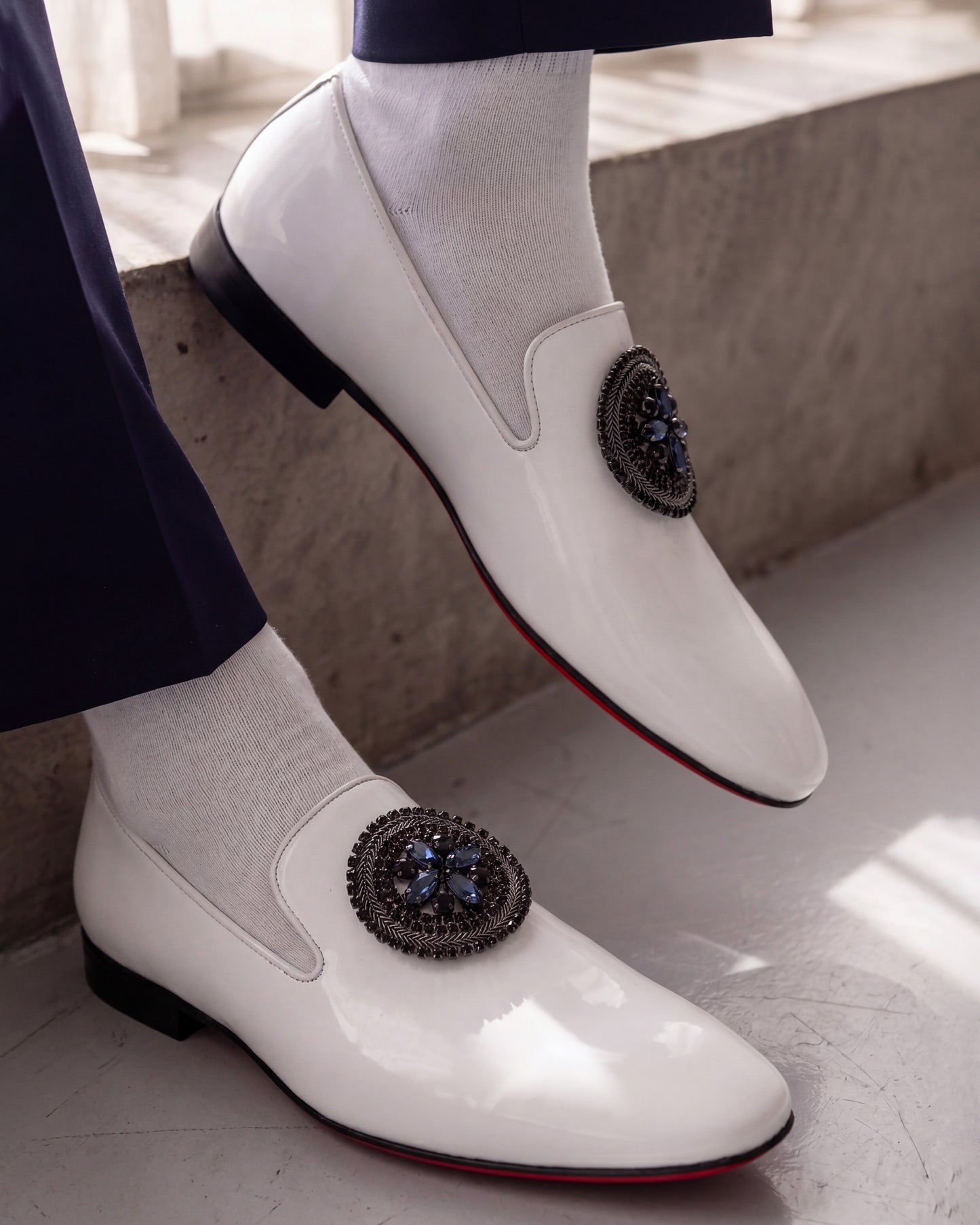 The Pombe White Patent Leather Dress Slip-on Loafer Men Shoe