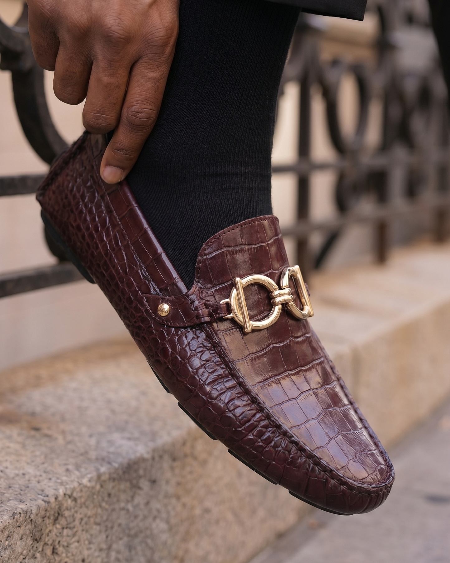 The Pisa Burgundy Leather Bit Drive Loafer Men Shoe