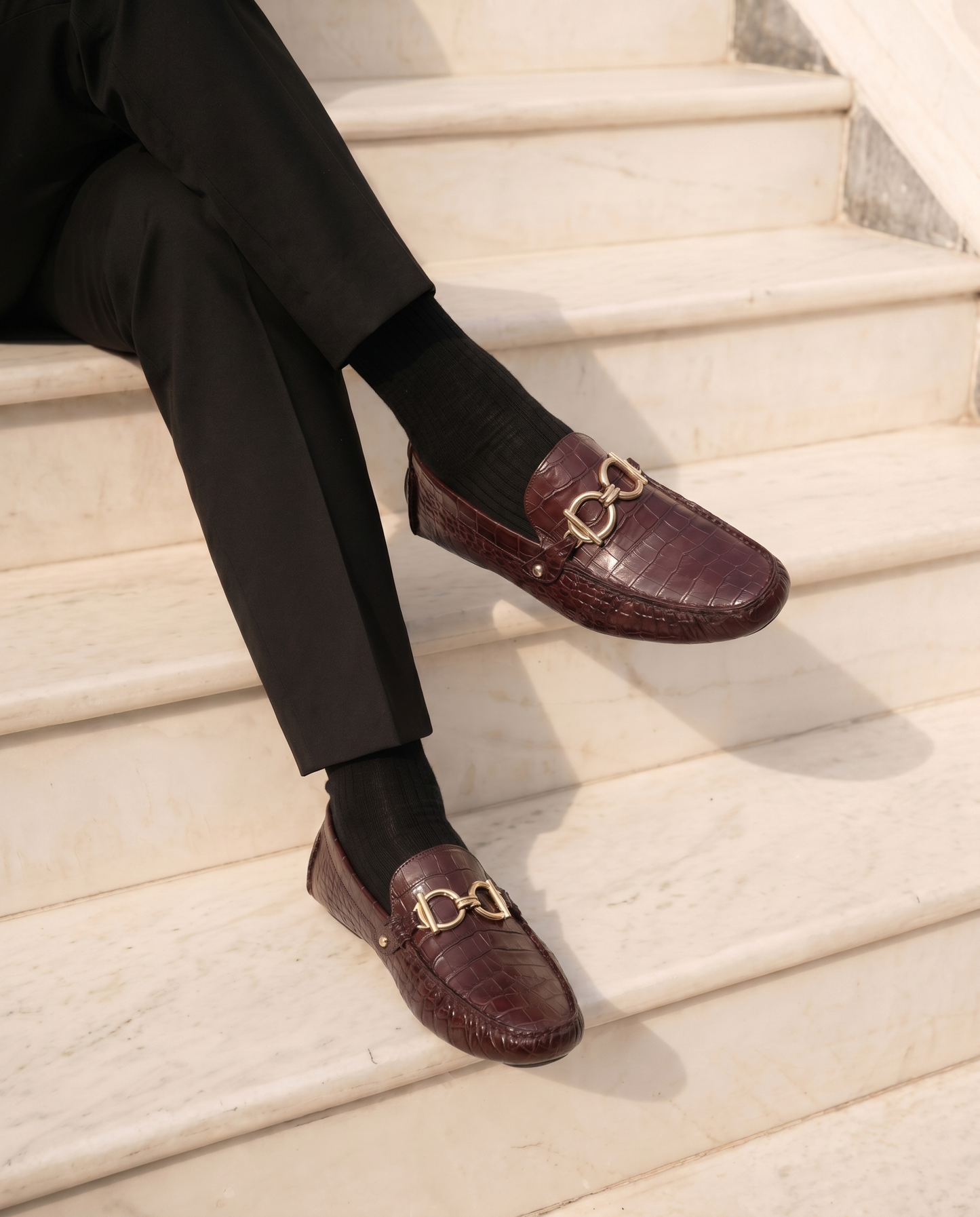 The Pisa Burgundy Leather Bit Drive Loafer Men Shoe