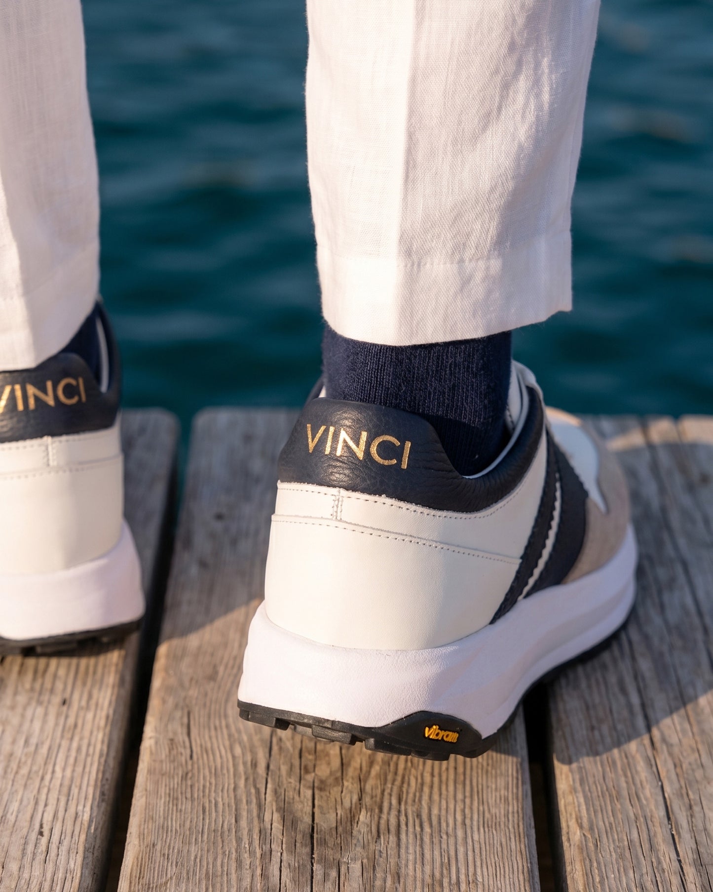 The Valtieri Navy & Sand Leather Men Sneaker
