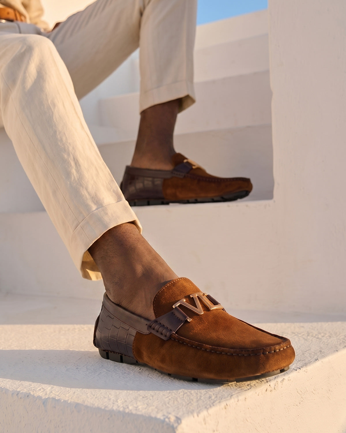 The Lucento Tan Suede Driver Loafer