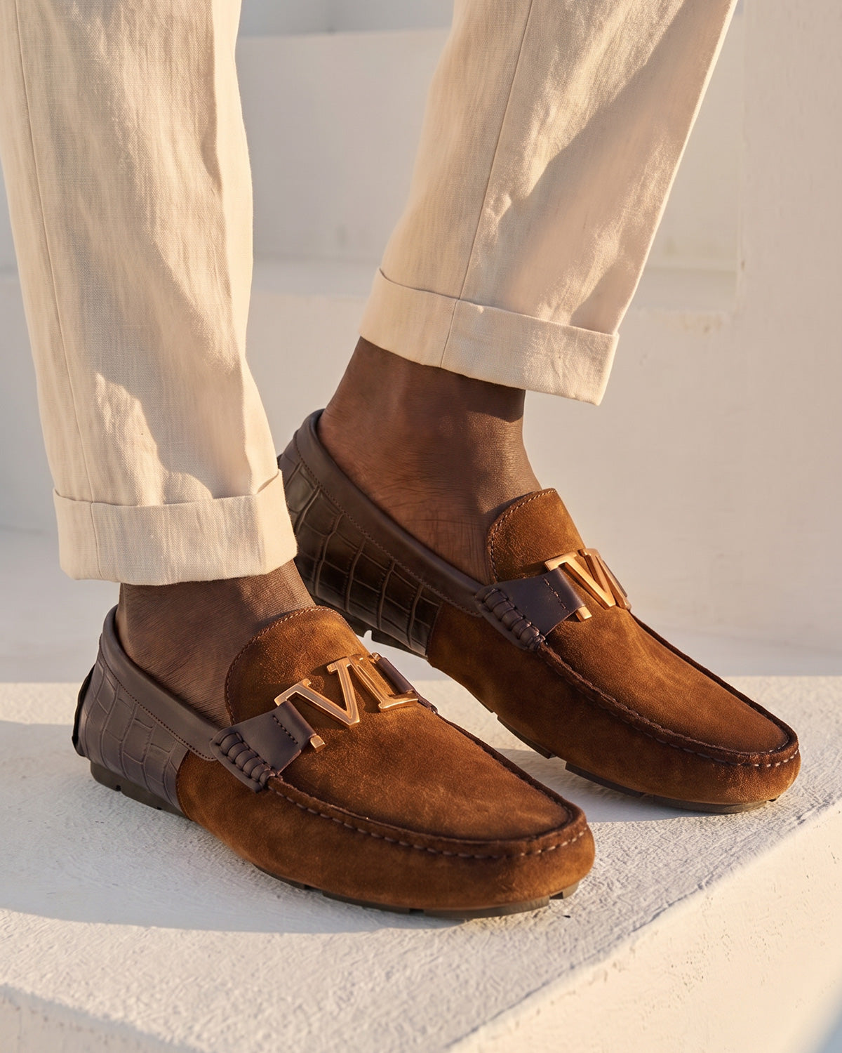 The Lucento Tan Suede Driver Loafer