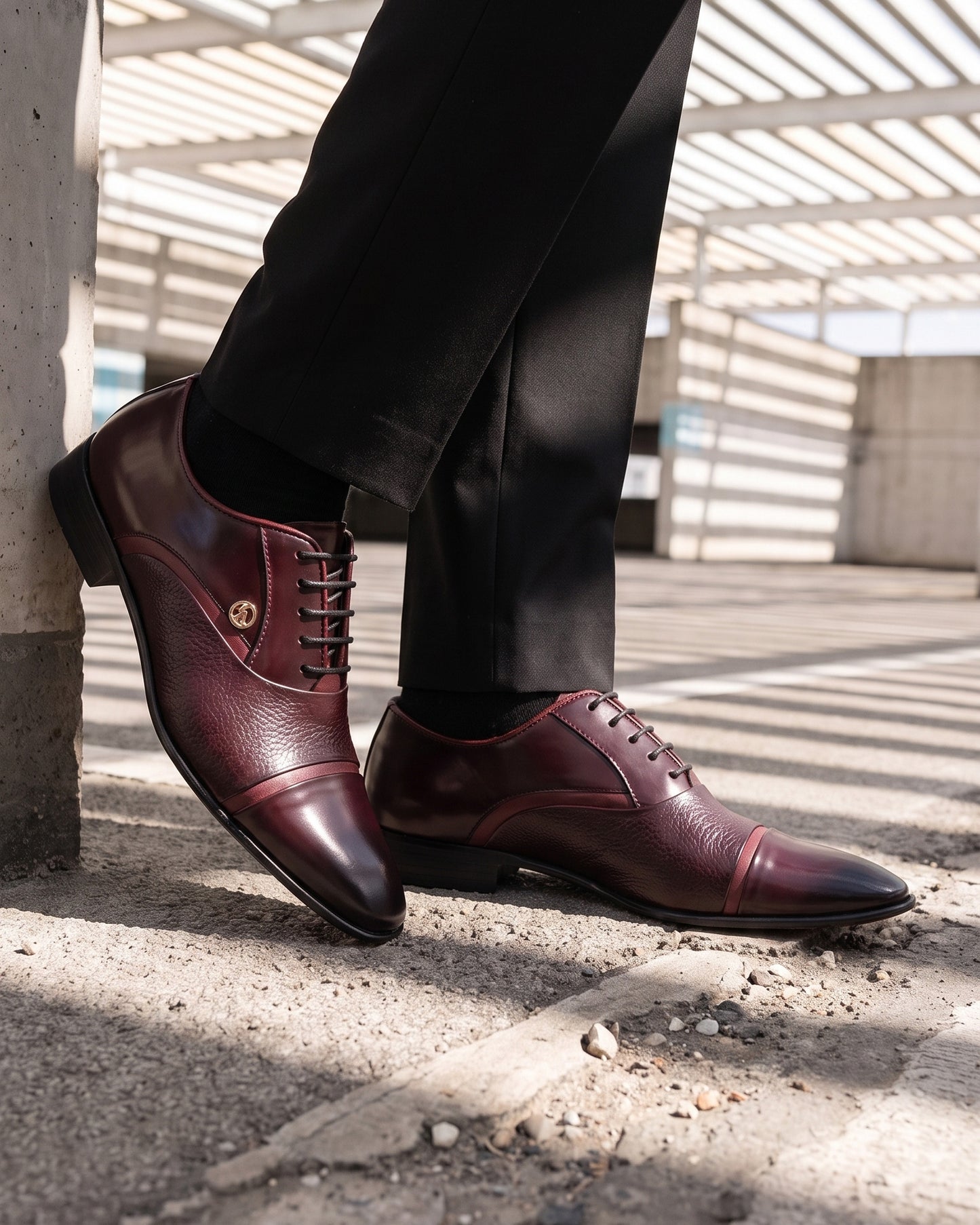 The Rockwell Handmade Burgundy Leather Cap Toe Oxford Men Shoe