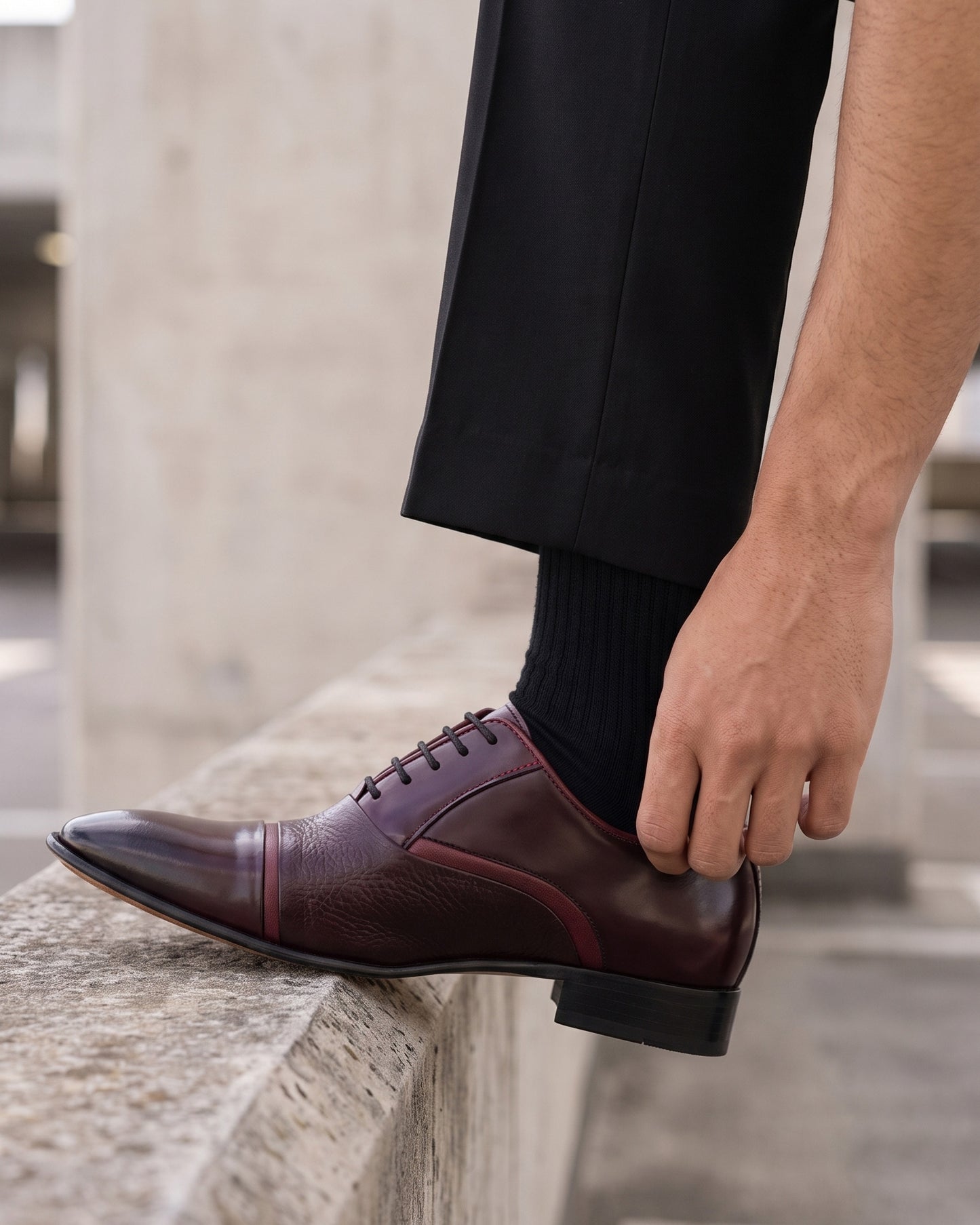 The Rockwell Handmade Burgundy Leather Cap Toe Oxford Men Shoe