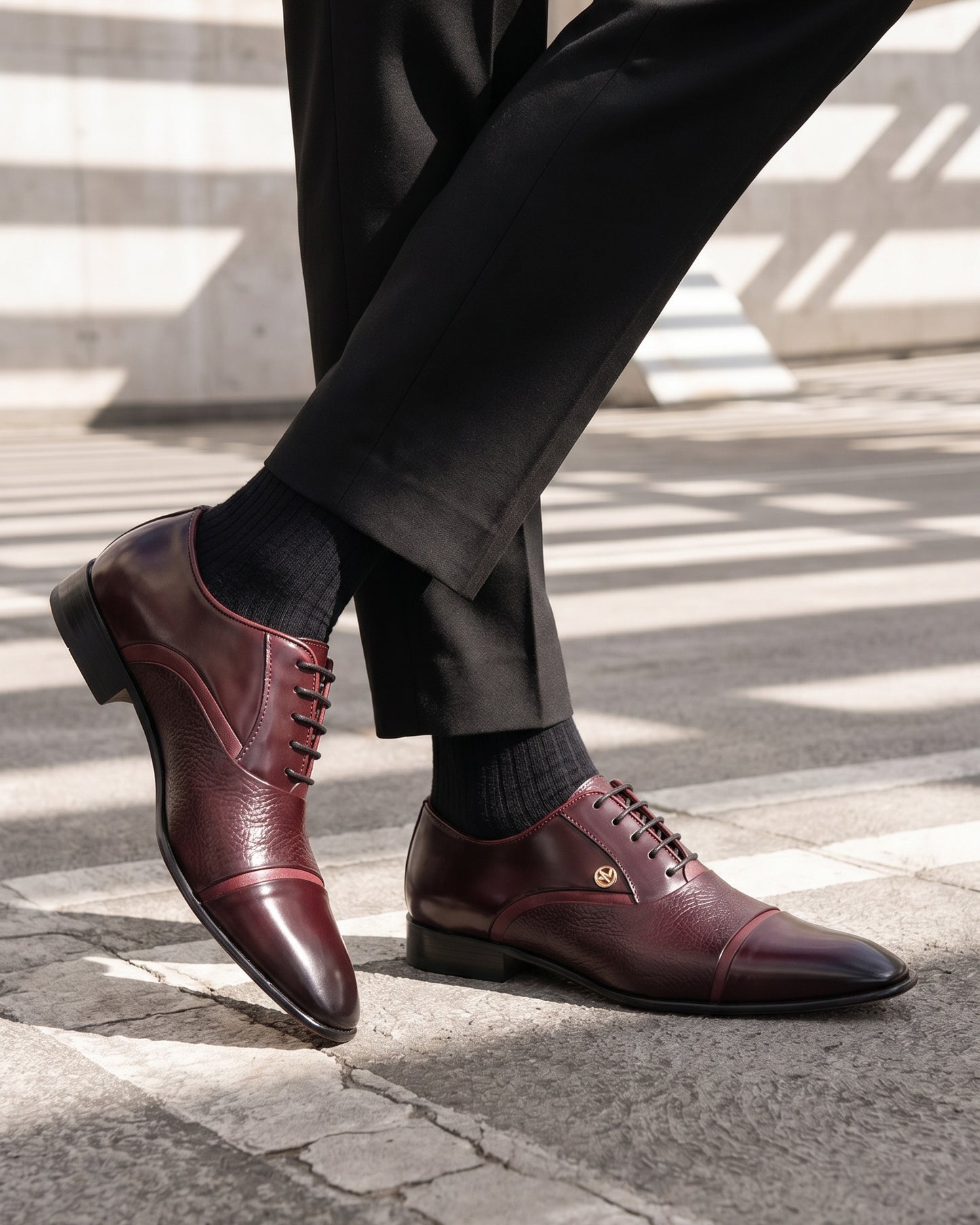 The Rockwell Handmade Burgundy Leather Cap Toe Oxford Men Shoe
