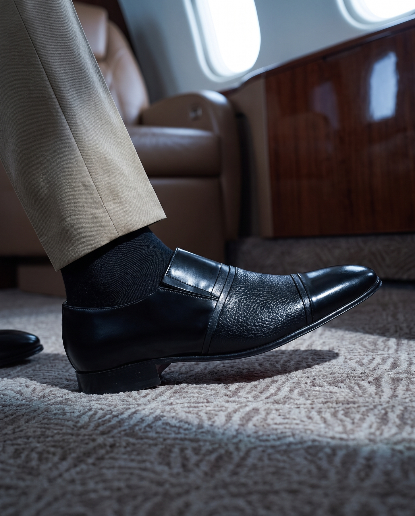 The Everest Black Leather Cap Toe Dress Loafer Men Shoe
