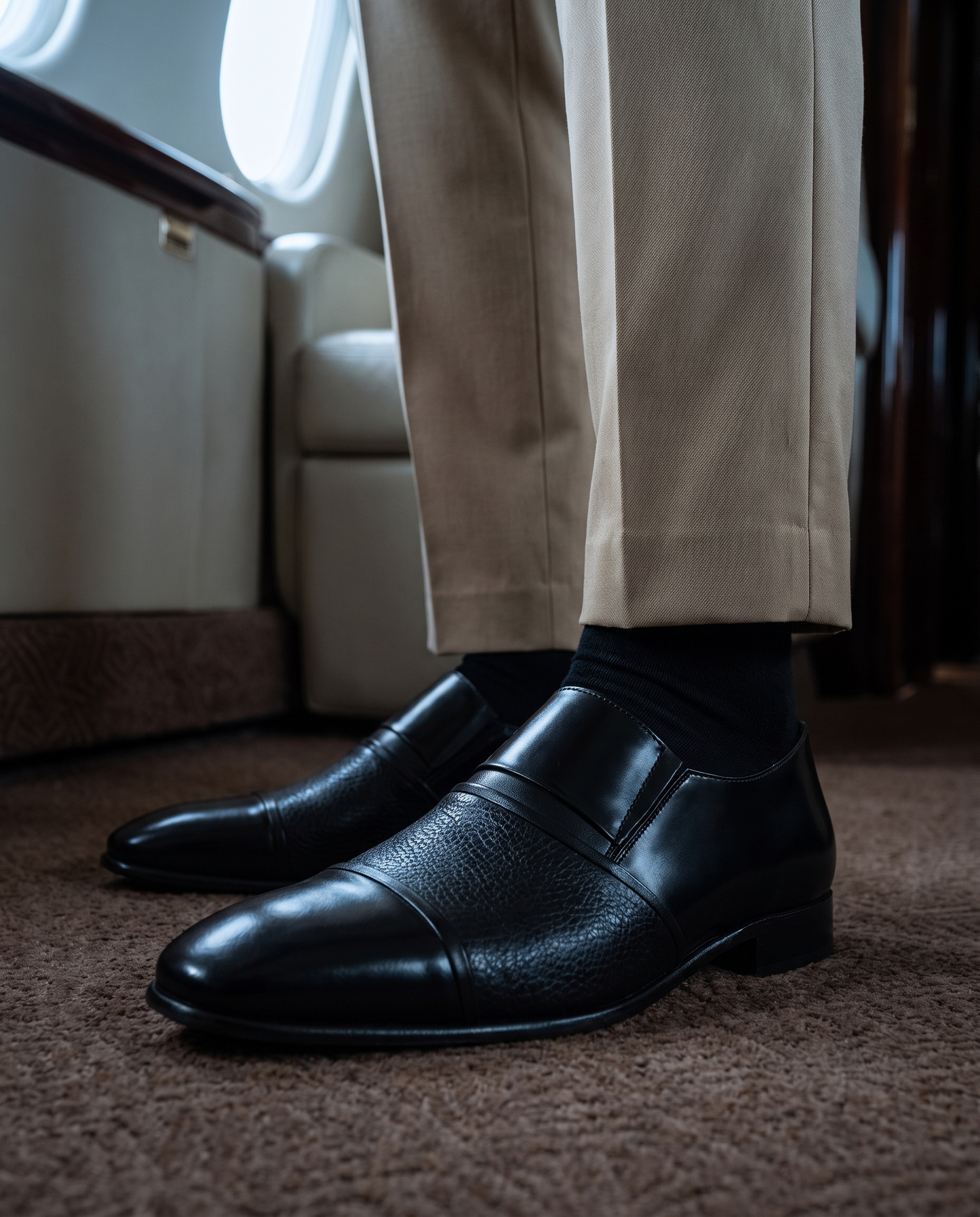 The Everest Black Leather Cap Toe Dress Loafer Men Shoe