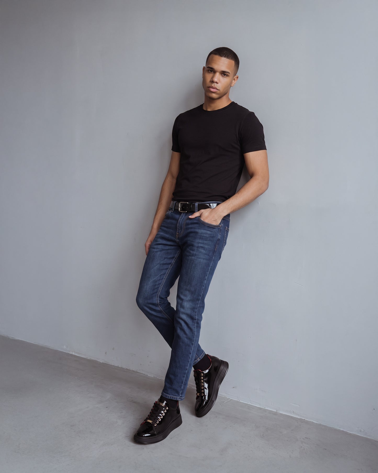 The Peklin Patent Black Leather Men Sneaker