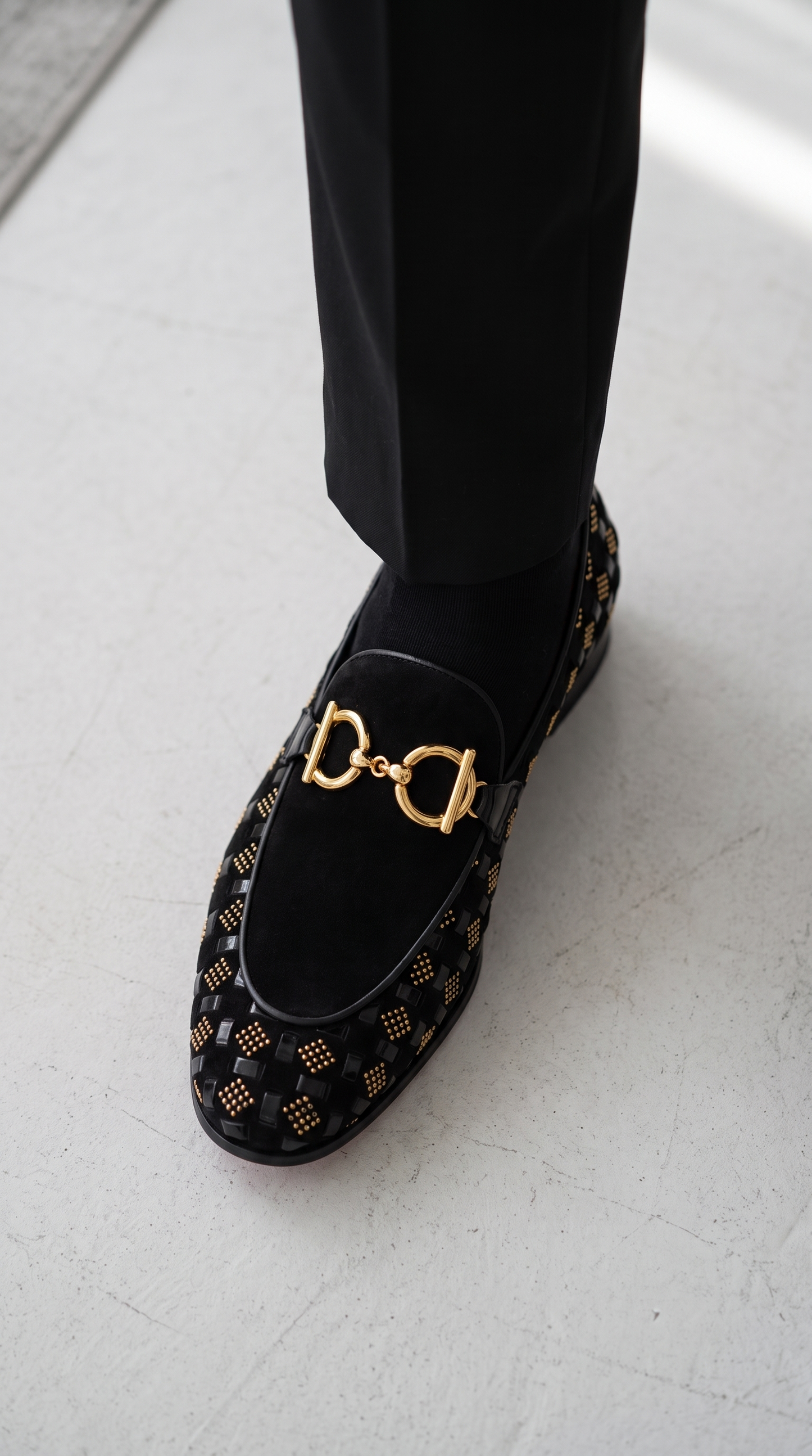 The Monteluce Black Suede & Patent Leather Men Bit Loafer