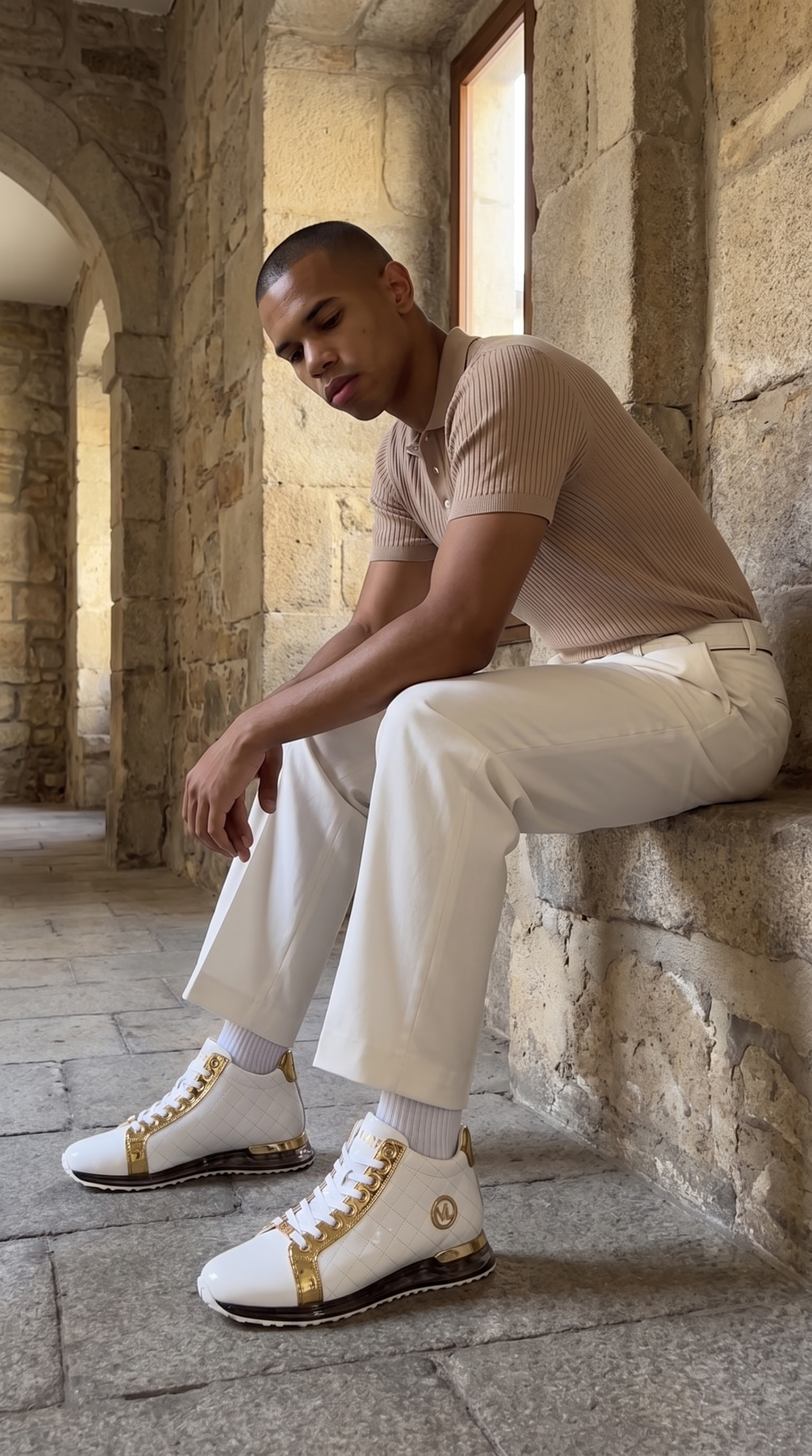 The Prestige White & Gold Limited Edition High-Top Men Sneaker