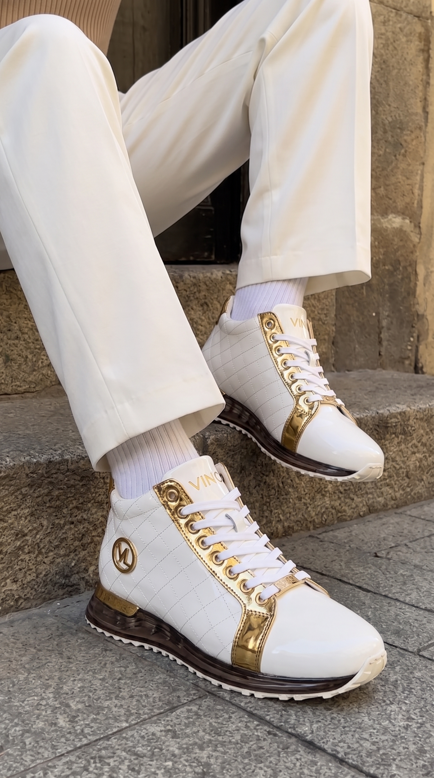 The Prestige White & Gold Limited Edition High-Top Men Sneaker