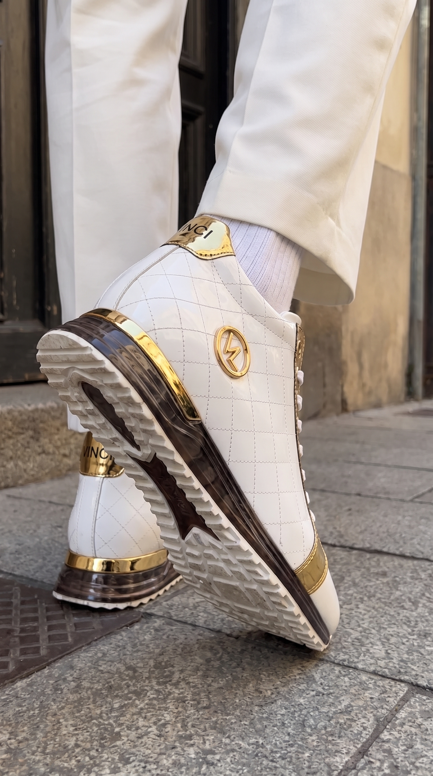 The Prestige White & Gold Limited Edition High-Top Men Sneaker