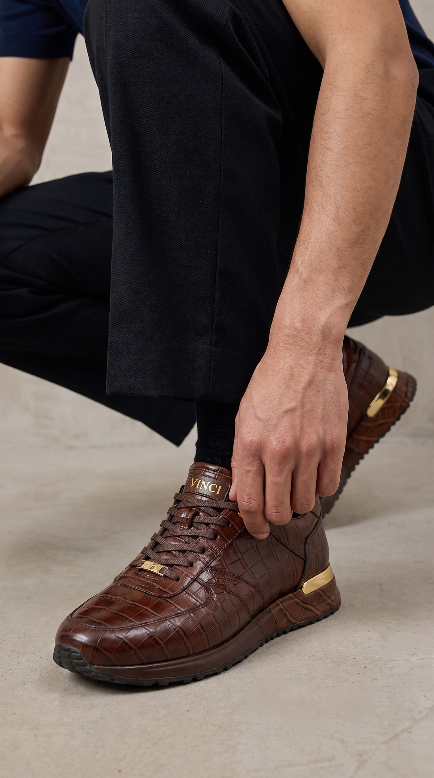 The Valeron Tan Genuine Leather Men Sneaker