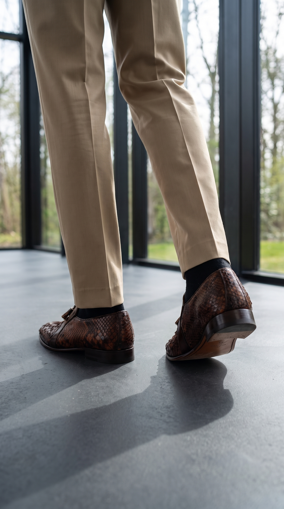 The Noctis Cognac Genuine Python Leather Men Tassel Loafer