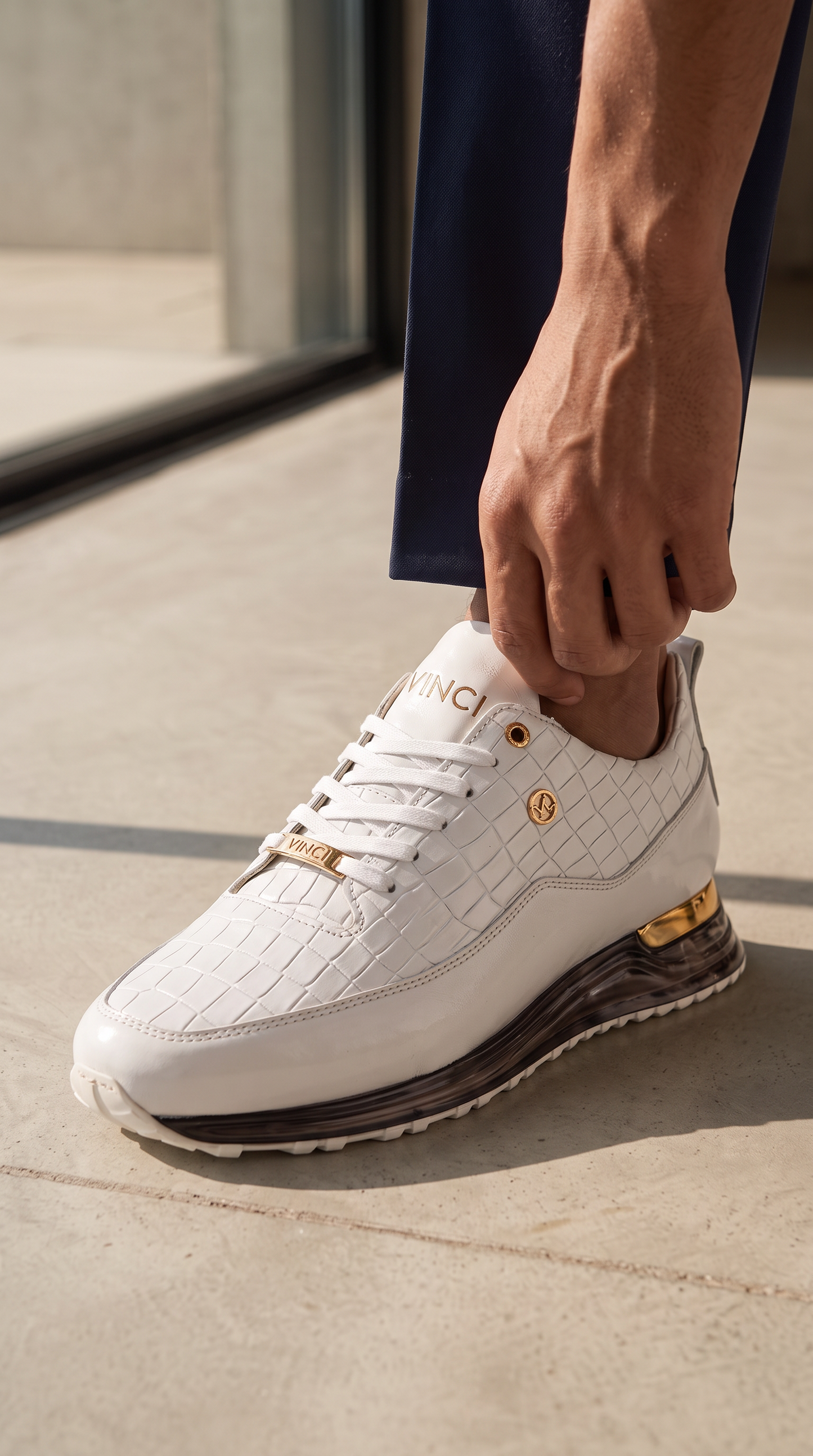 The Marseille White  Leather Men Sneaker