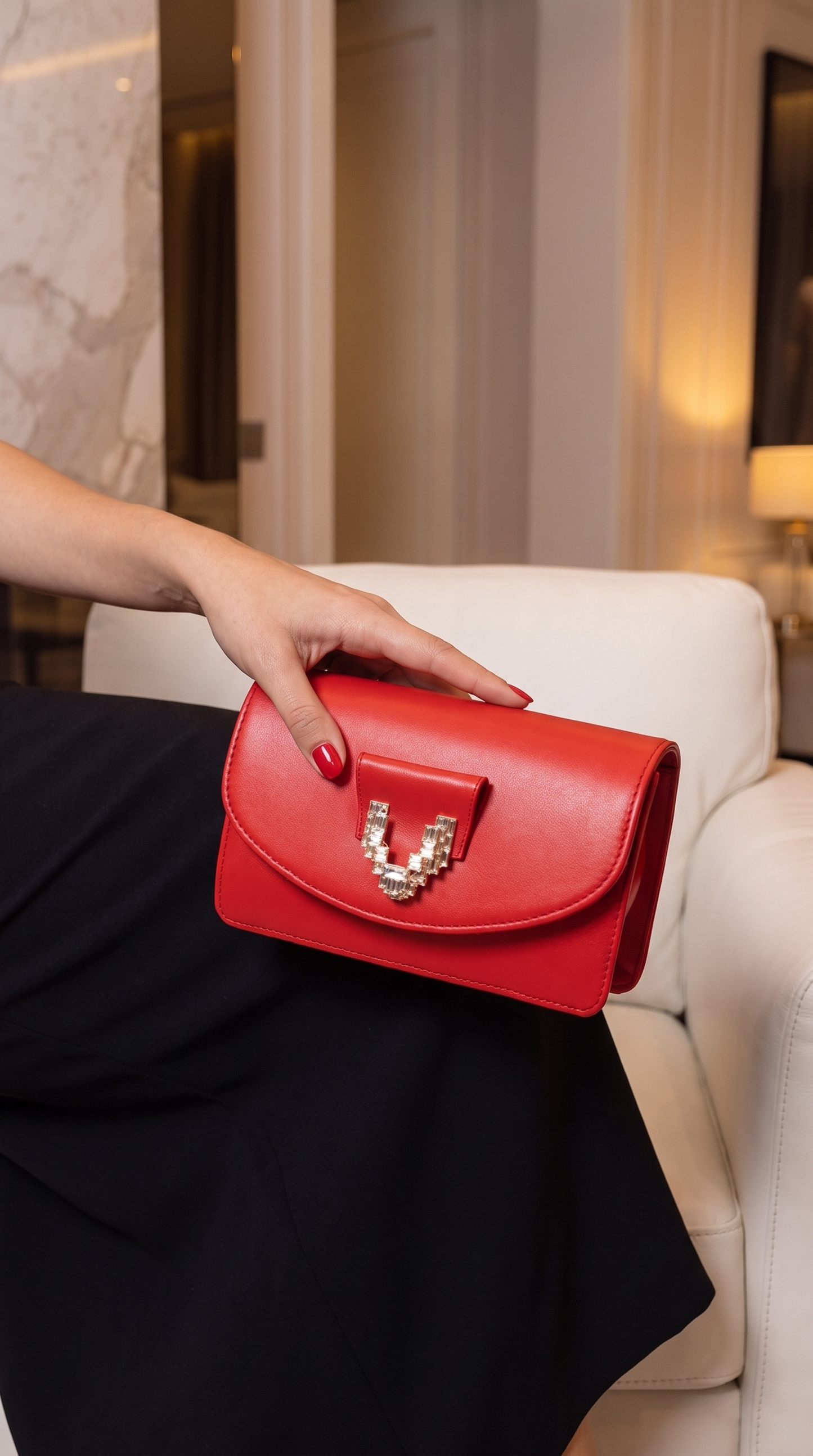 The Love Red Leather Block Heel Pump Women Shoe