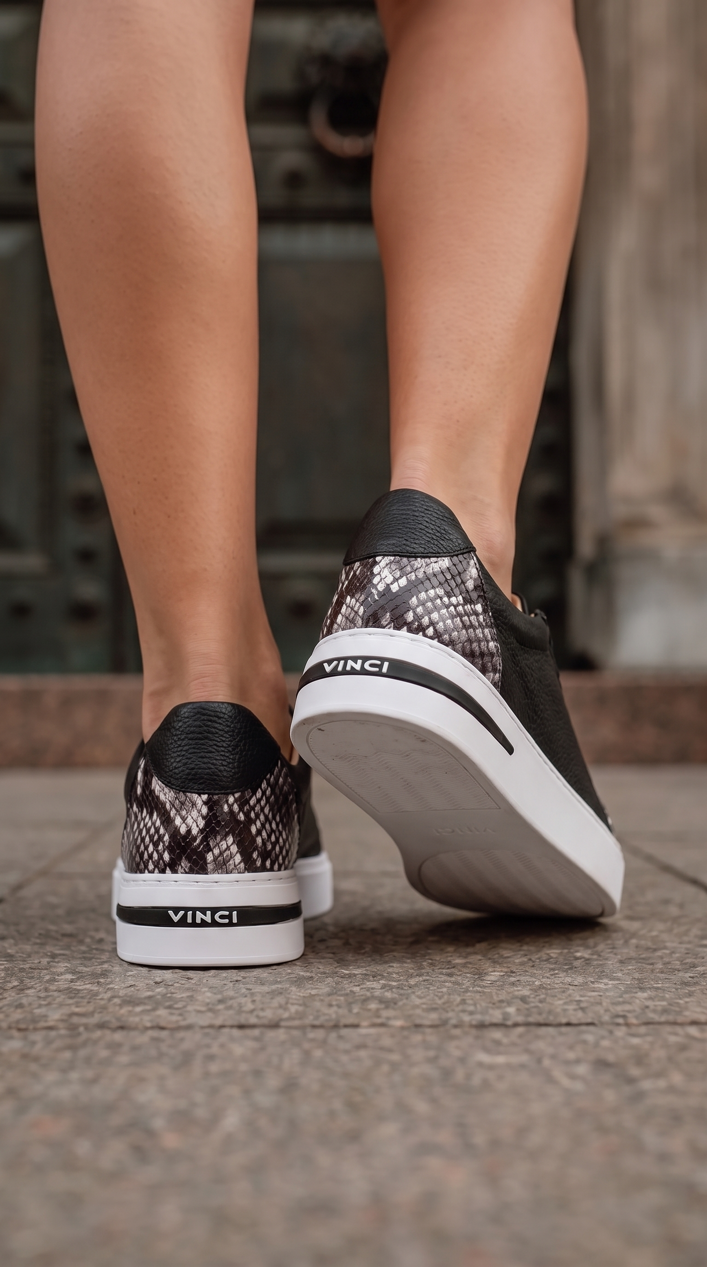 The Burano Black & White  Leather Women Sneaker