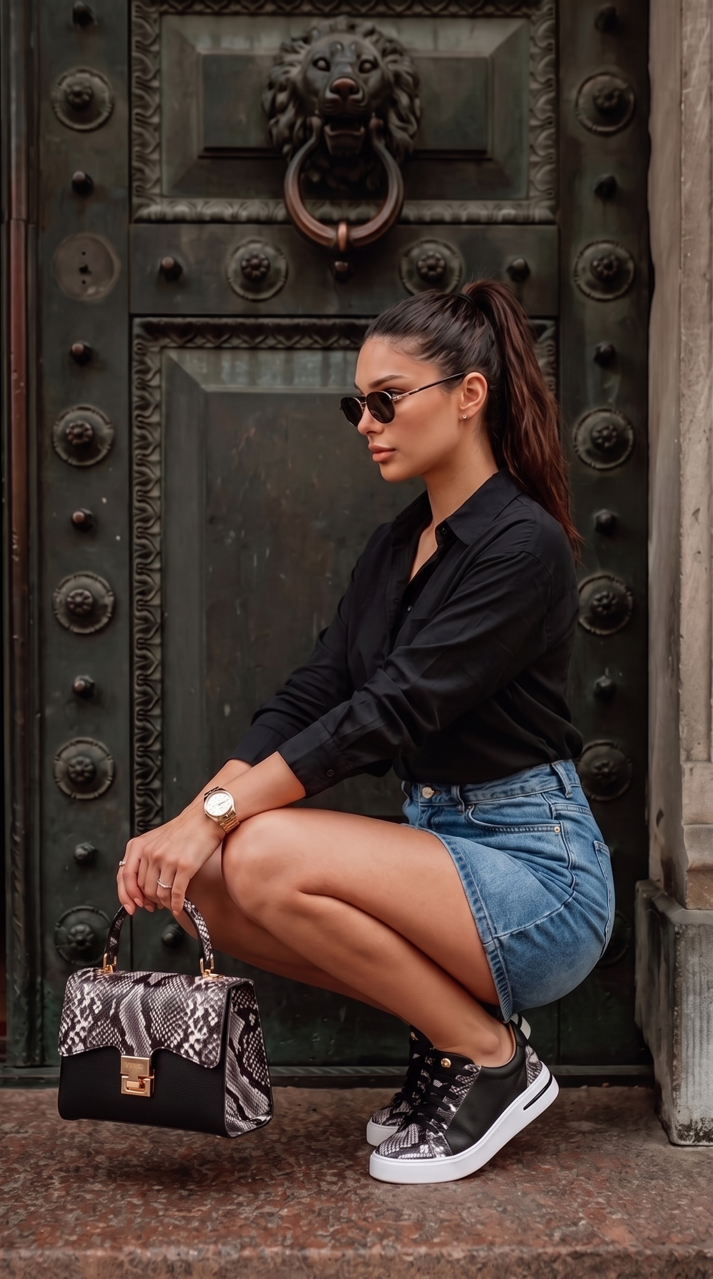 The Burano Black & White  Leather Women Sneaker