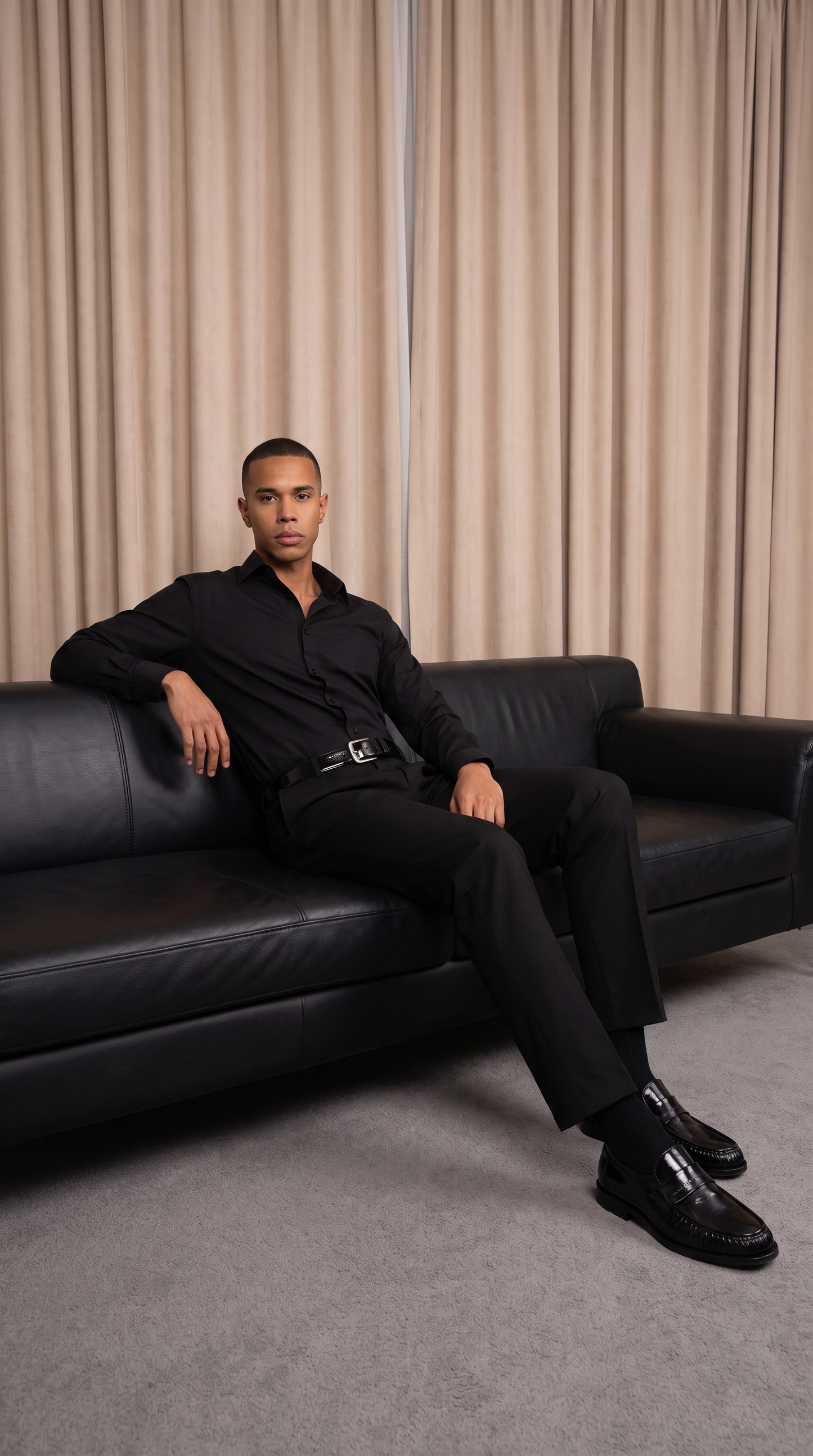 The Serafino Black Genuine Leather Men Loafer